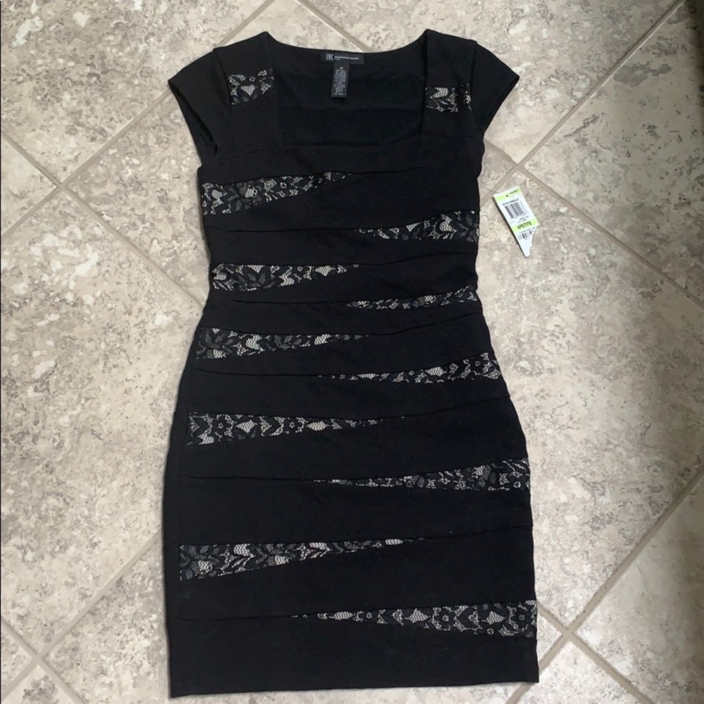Lace color lock bandage dress